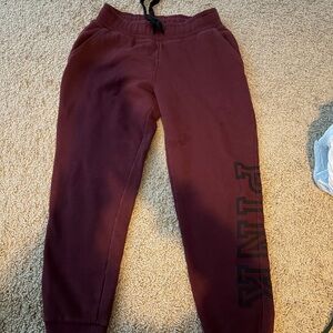 Victoria's Secret Maroon Track Joggers with Black Drawstring